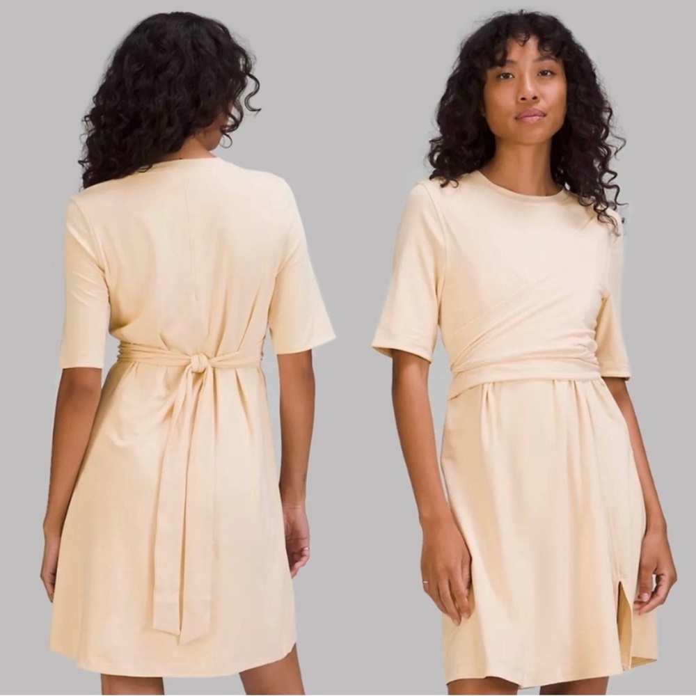 Lululemon womens wrap front t shirt dress yellow size 10 NWT